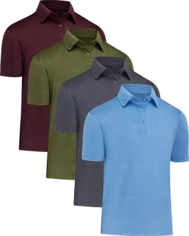 4/5 Pack Mens Polo Shirts Short Sleeve Quick Dry Moisture Wicking Casual Golf T Shirts for Men