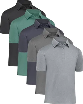 4/5 Pack Mens Polo Shirts Short Sleeve Quick Dry Moisture Wicking Casual Golf T Shirts for Men