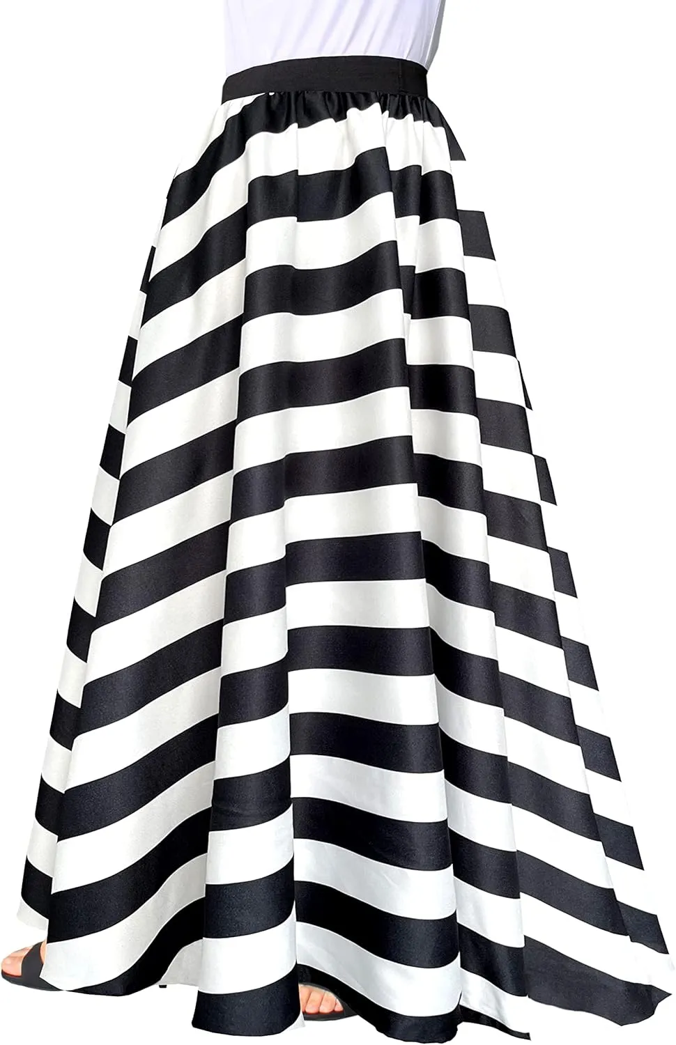 Afibi Women Chiffon Mopping Floor Length Big Hem Solid Beach High Waist Maxi Skirt