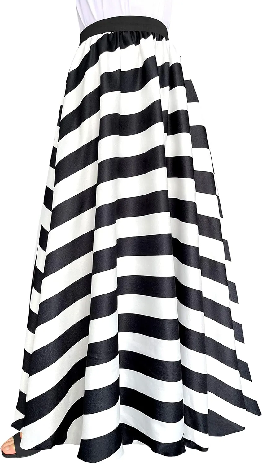 Afibi Women Chiffon Mopping Floor Length Big Hem Solid Beach High Waist Maxi Skirt