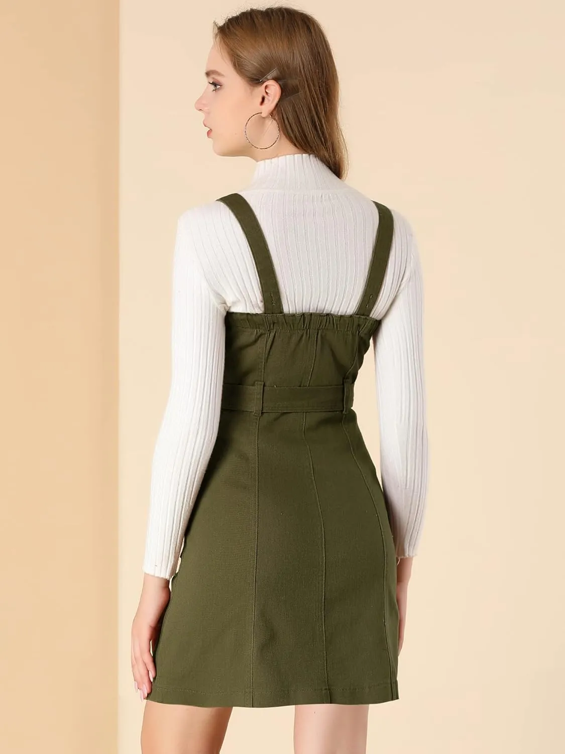 Allegra K Women's Classic Overall Dresses Adjustable Strap Pinafore Denim Jean Dress