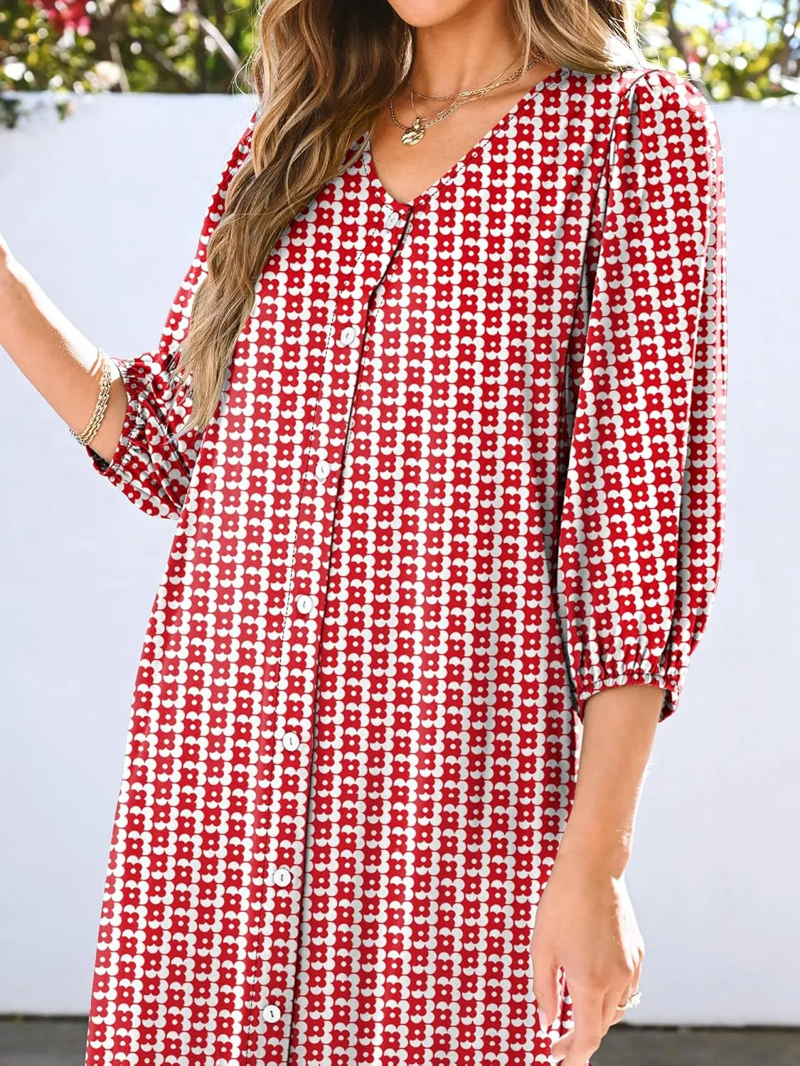 ANRABESS Boho Maxi Dresses for Women Summer Puff Sleeve V Neck Flowy Long Casual Dress with Pockets 2025 Vacation Outfits