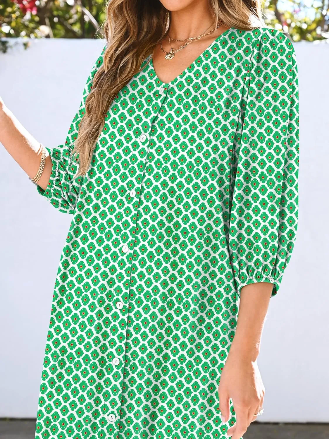 ANRABESS Boho Maxi Dresses for Women Summer Puff Sleeve V Neck Flowy Long Casual Dress with Pockets 2025 Vacation Outfits
