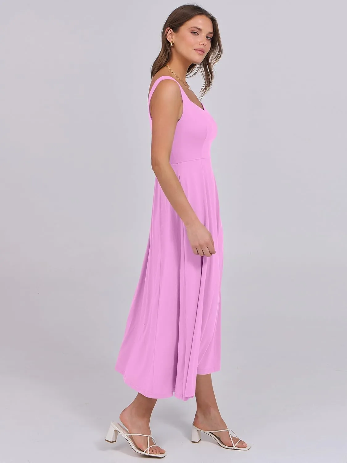 ANRABESS Women Summer Casual Dress Sleeveless Smocked Back Tank Midi Dresses 2025 Beach Vacation Sundress with Pockets