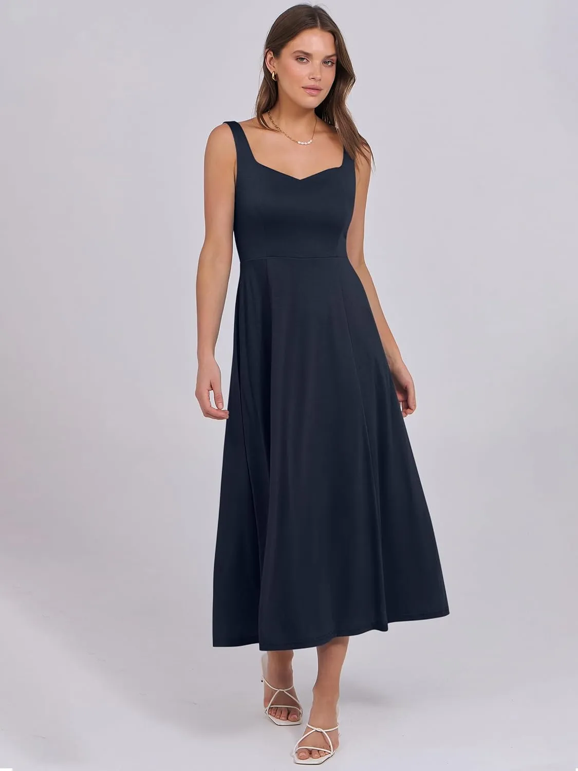 ANRABESS Women Summer Casual Dress Sleeveless Smocked Back Tank Midi Dresses 2025 Beach Vacation Sundress with Pockets