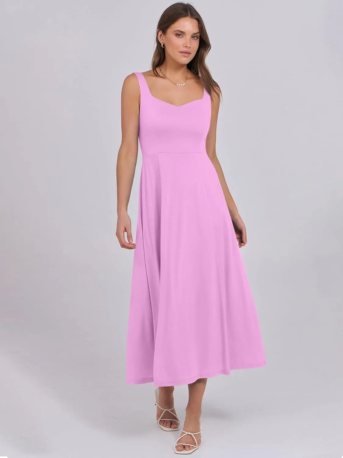 ANRABESS Women Summer Casual Dress Sleeveless Smocked Back Tank Midi Dresses 2025 Beach Vacation Sundress with Pockets