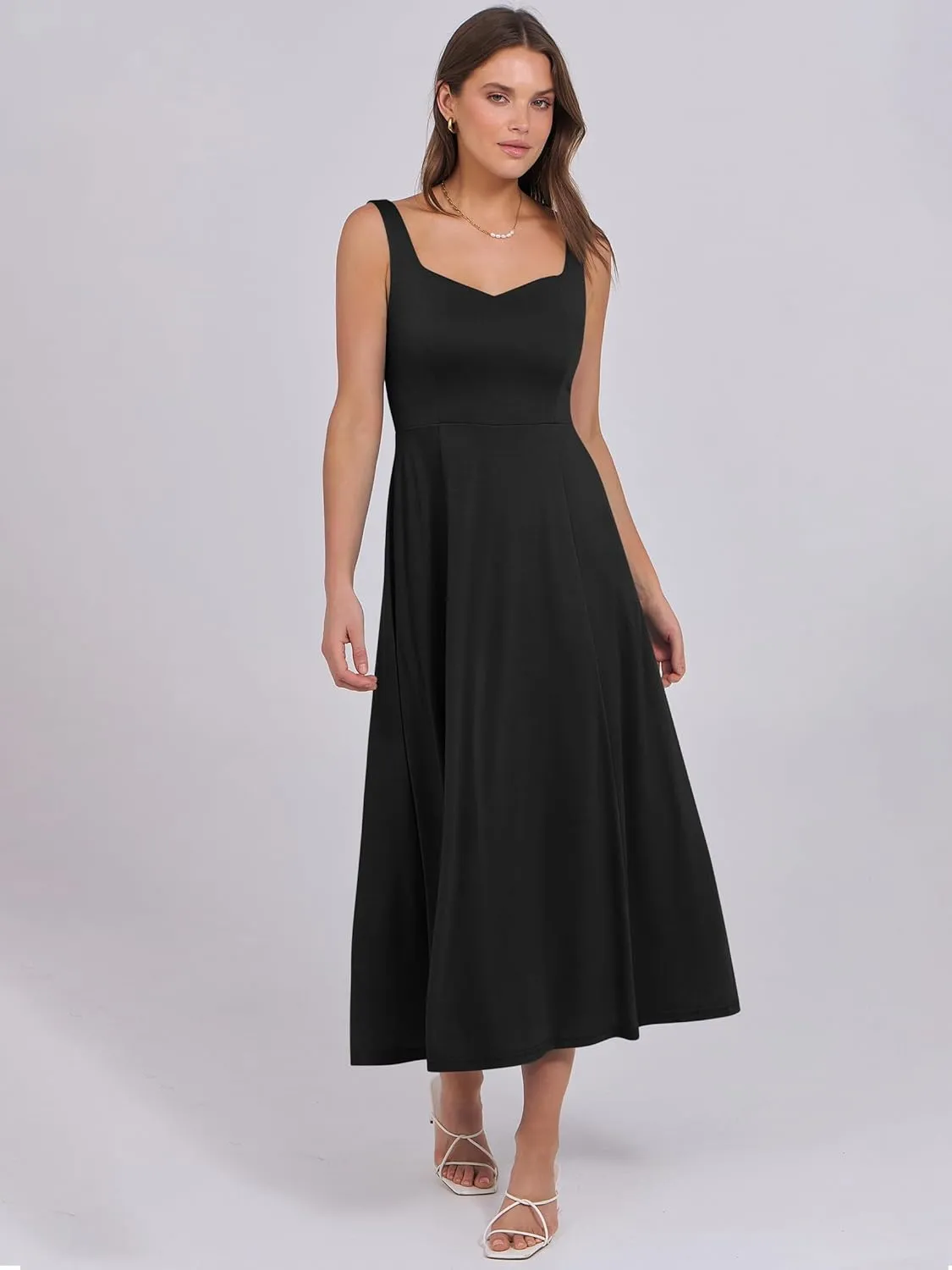 ANRABESS Women Summer Casual Dress Sleeveless Smocked Back Tank Midi Dresses 2025 Beach Vacation Sundress with Pockets
