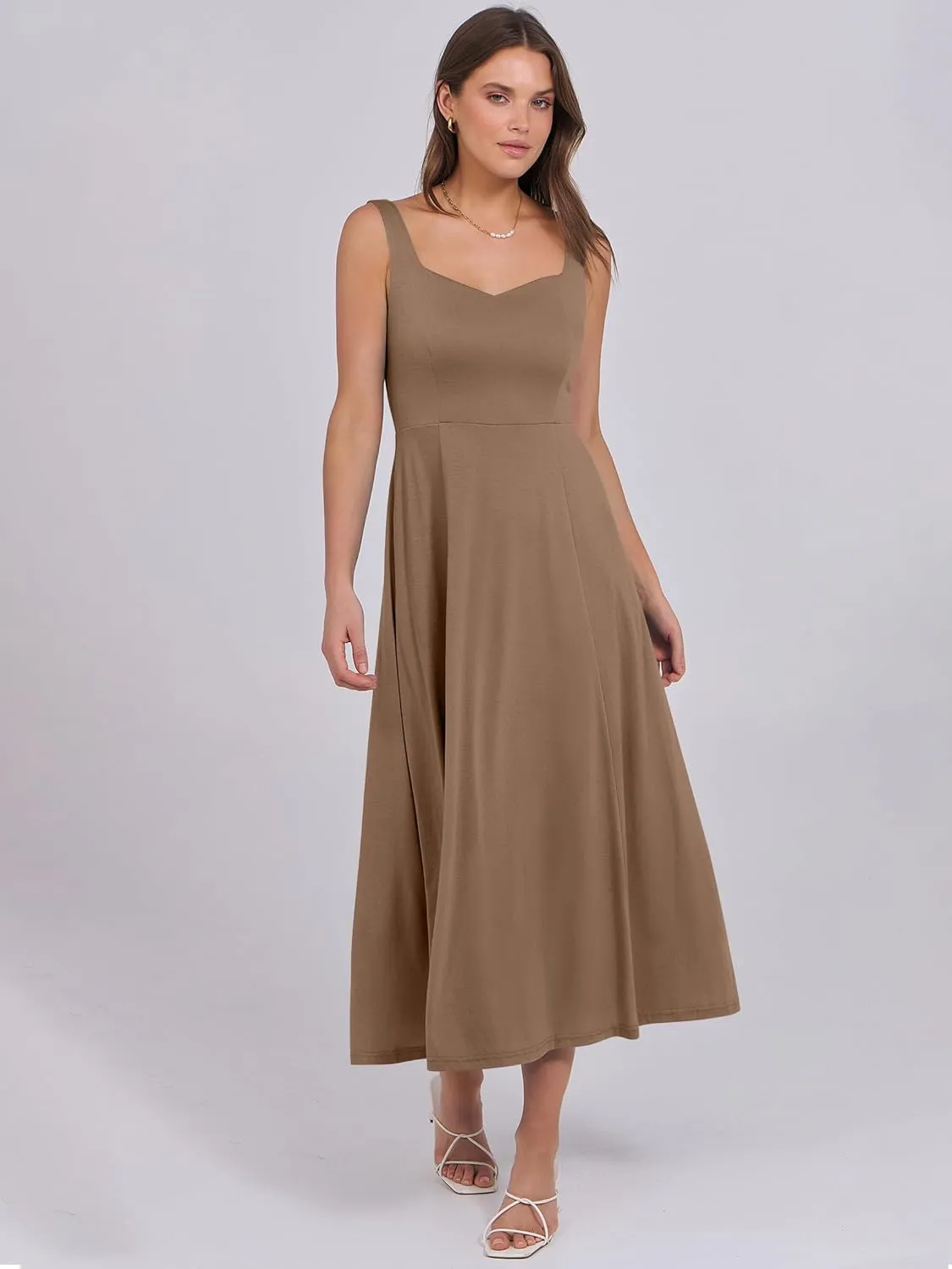 ANRABESS Women Summer Casual Dress Sleeveless Smocked Back Tank Midi Dresses 2025 Beach Vacation Sundress with Pockets
