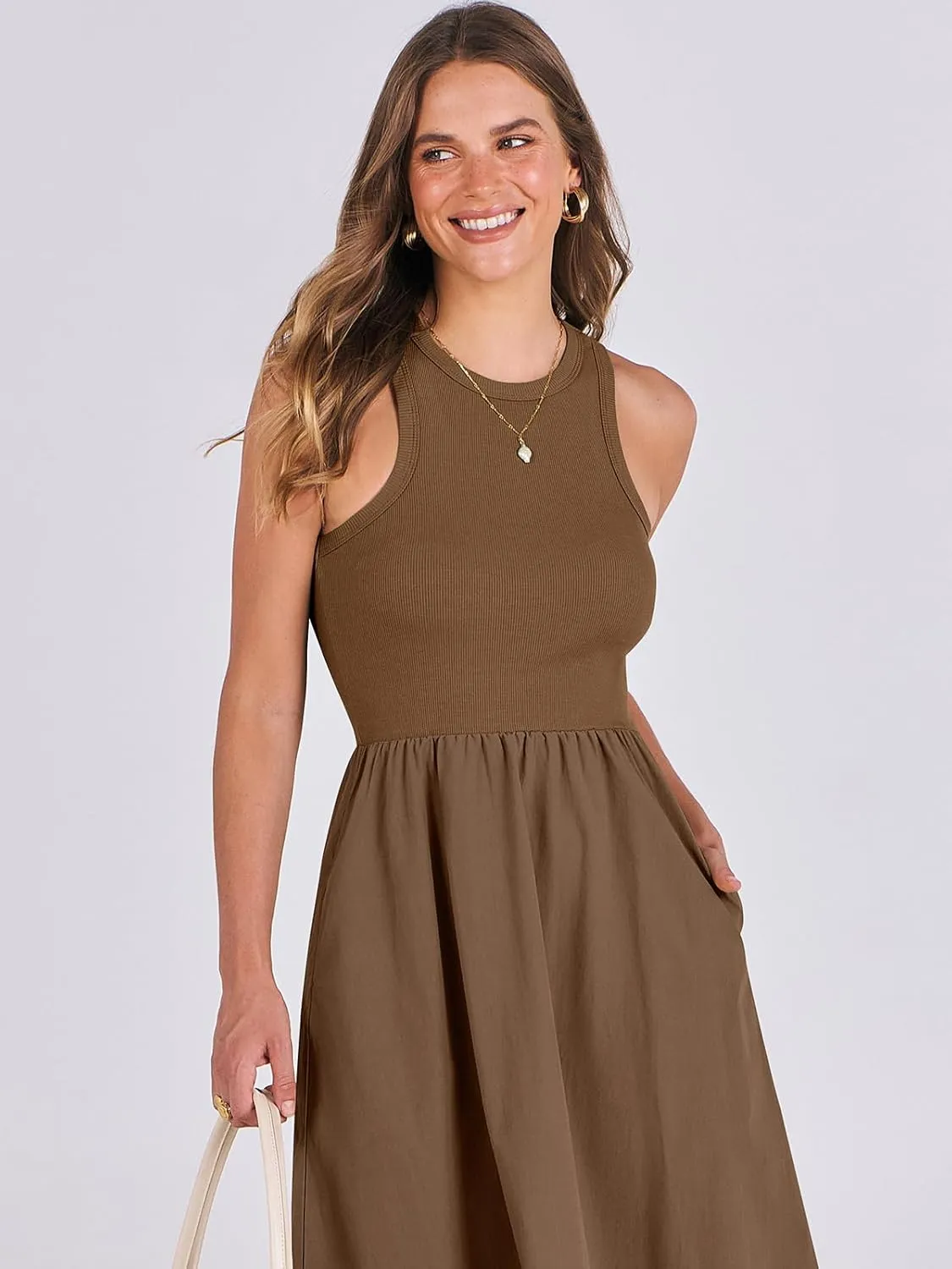 ANRABESS Womens 2025 Summer Casual Maxi Dress A line Tiered Flowy Short Sleeve Crewneck T Shirt Beach Travel Long Dresses