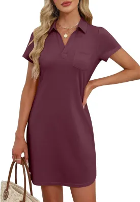 ANRABESS Womens Casual Summer T Shirt Dress Short Sleeve V Neck Mini Shift Dresses 2025 Fashion Vacation Travel Outfit
