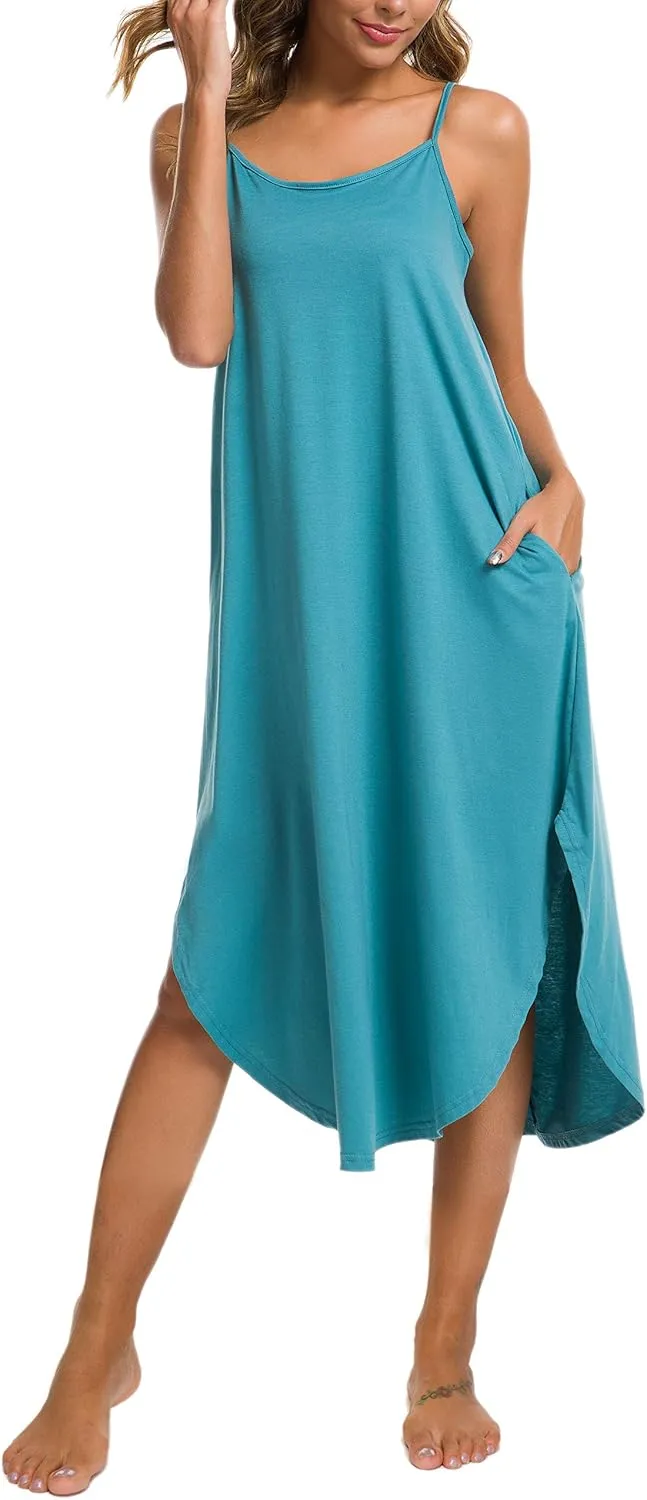AVIIER Nightgowns for Women Sexy Lingerie Dress Soft Full Slips Dresses with Pockets