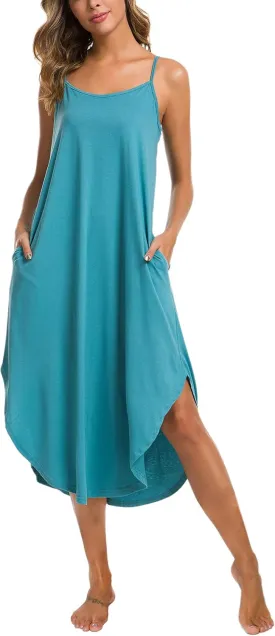 AVIIER Nightgowns for Women Sexy Lingerie Dress Soft Full Slips Dresses with Pockets