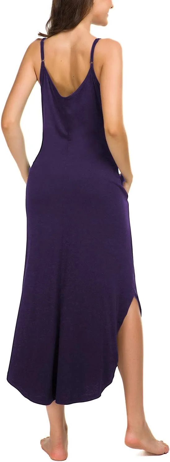 AVIIER Nightgowns for Women Sexy Lingerie Dress Soft Full Slips Dresses with Pockets