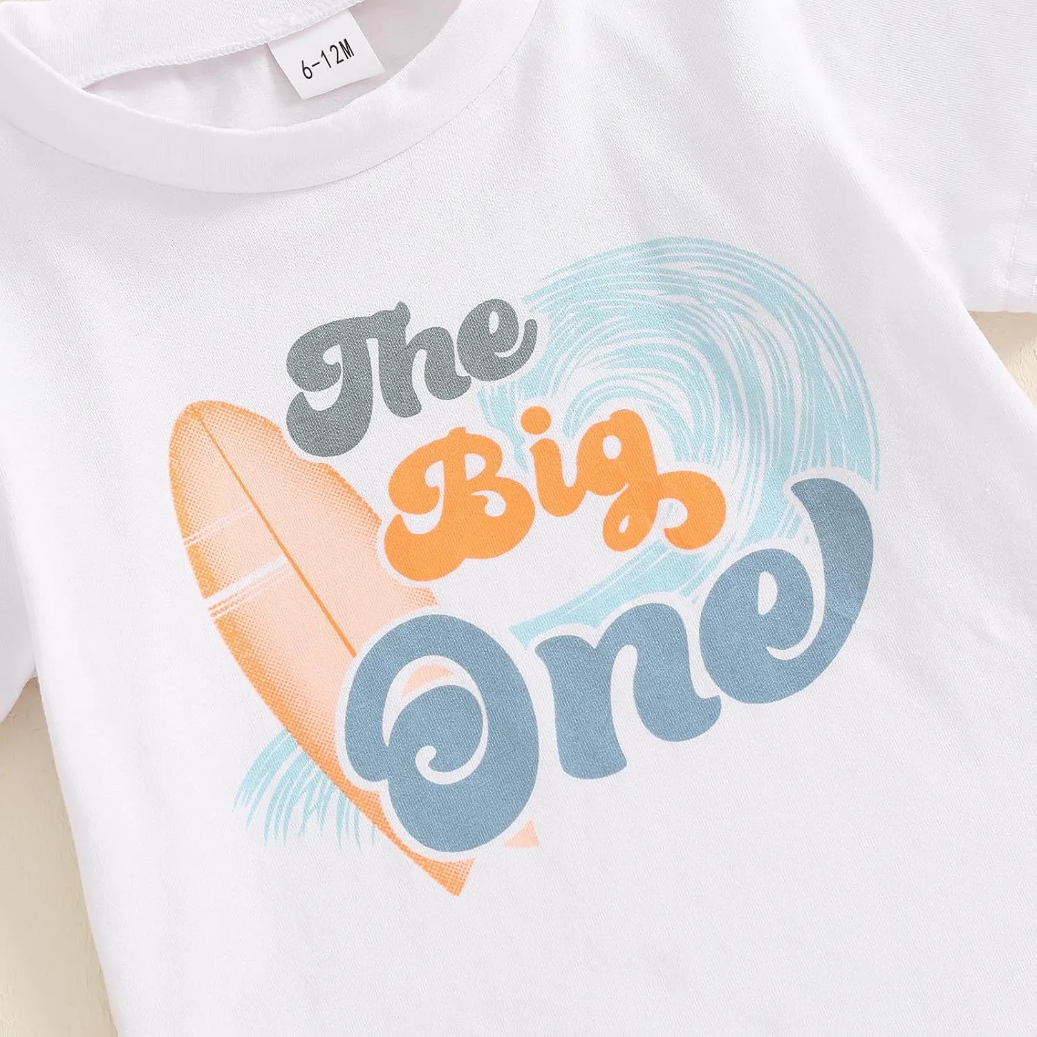 Baby Boy First Surfer Birthday Outfits Set Short Sleeve The Big One T-Shirt Shorts 2Pcs Summer Ocean Wave Clothes