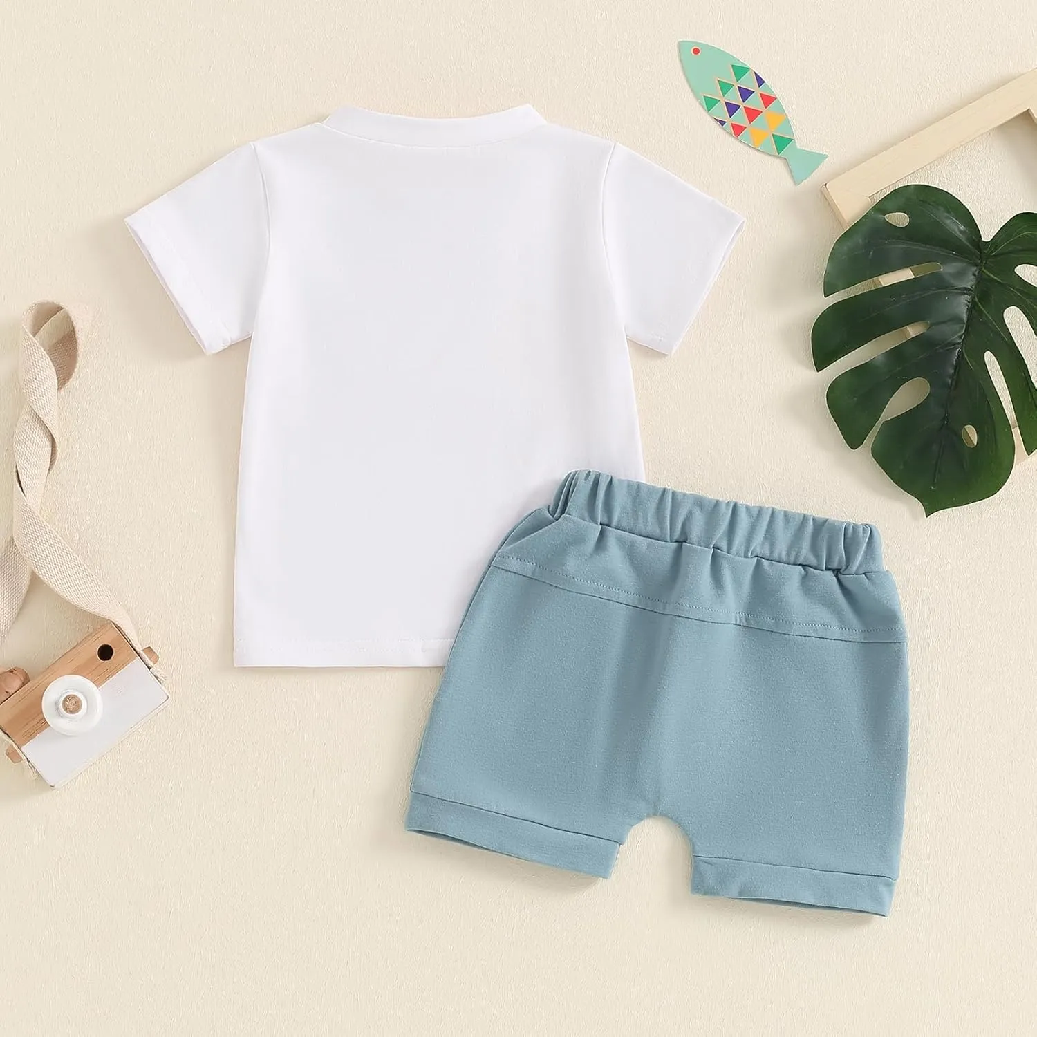 Baby Boy First Surfer Birthday Outfits Set Short Sleeve The Big One T-Shirt Shorts 2Pcs Summer Ocean Wave Clothes
