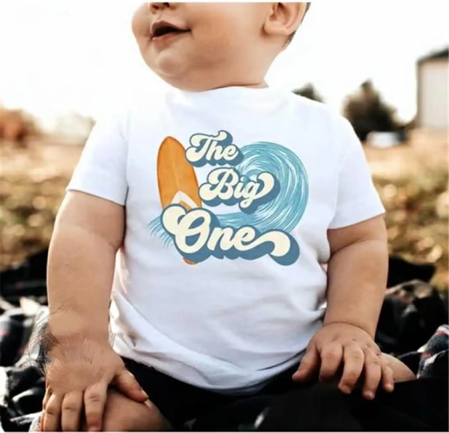 Baby Boy First Surfer Birthday Outfits Set Short Sleeve The Big One T-Shirt Shorts 2Pcs Summer Ocean Wave Clothes