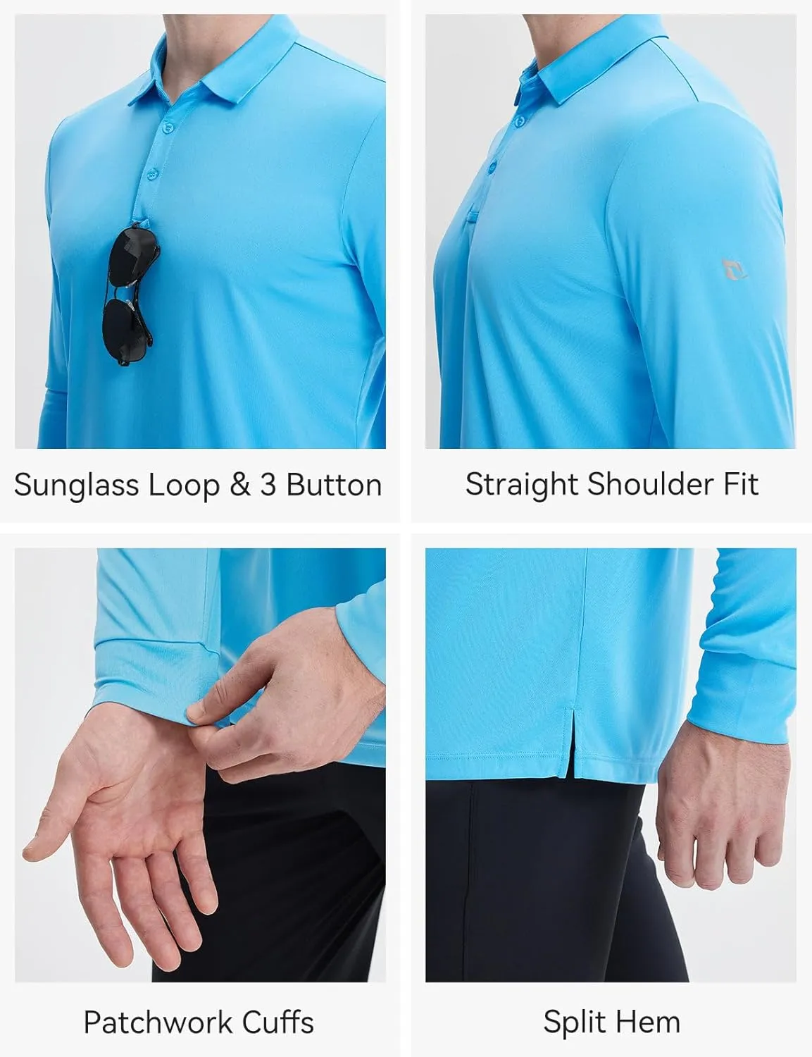 baleaf Men's Long Sleeve Golf Shirt Collared Shirts Polo UPF 50  Lightweight Quick Dry Work Casual Outdoor