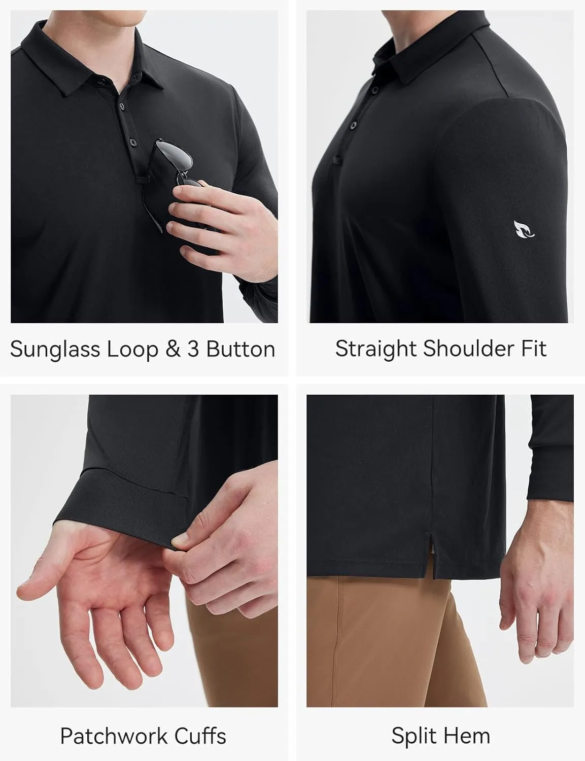 baleaf Men's Long Sleeve Golf Shirt Collared Shirts Polo UPF 50  Lightweight Quick Dry Work Casual Outdoor