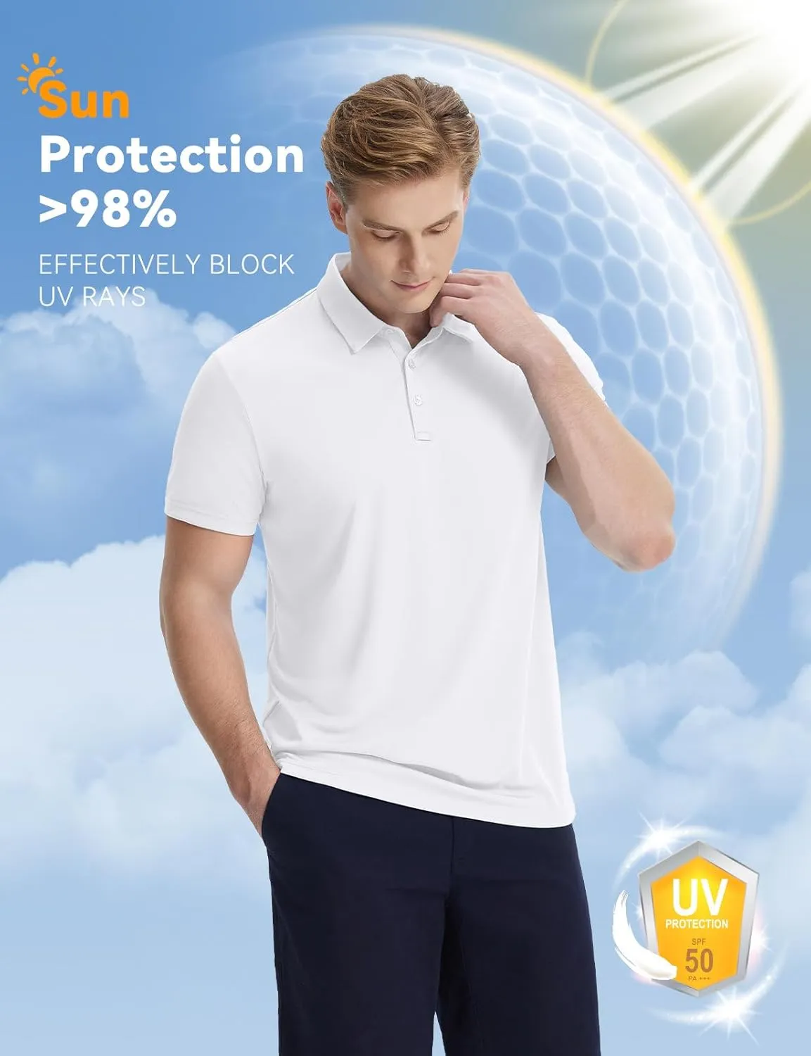 baleaf Men's Long Sleeve Golf Shirt Collared Shirts Polo UPF 50  Lightweight Quick Dry Work Casual Outdoor