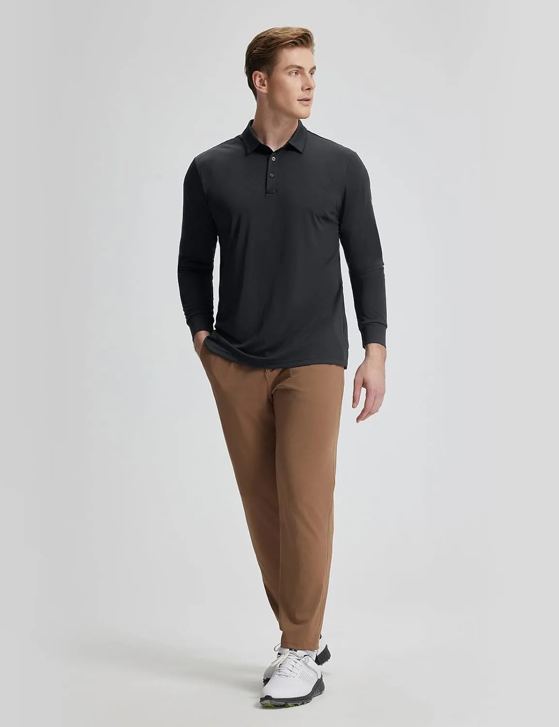 baleaf Men's Long Sleeve Golf Shirt Collared Shirts Polo UPF 50  Lightweight Quick Dry Work Casual Outdoor