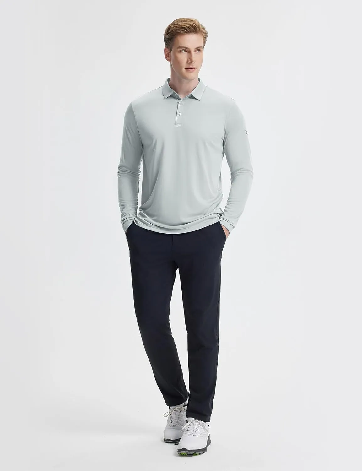 baleaf Men's Long Sleeve Golf Shirt Collared Shirts Polo UPF 50  Lightweight Quick Dry Work Casual Outdoor