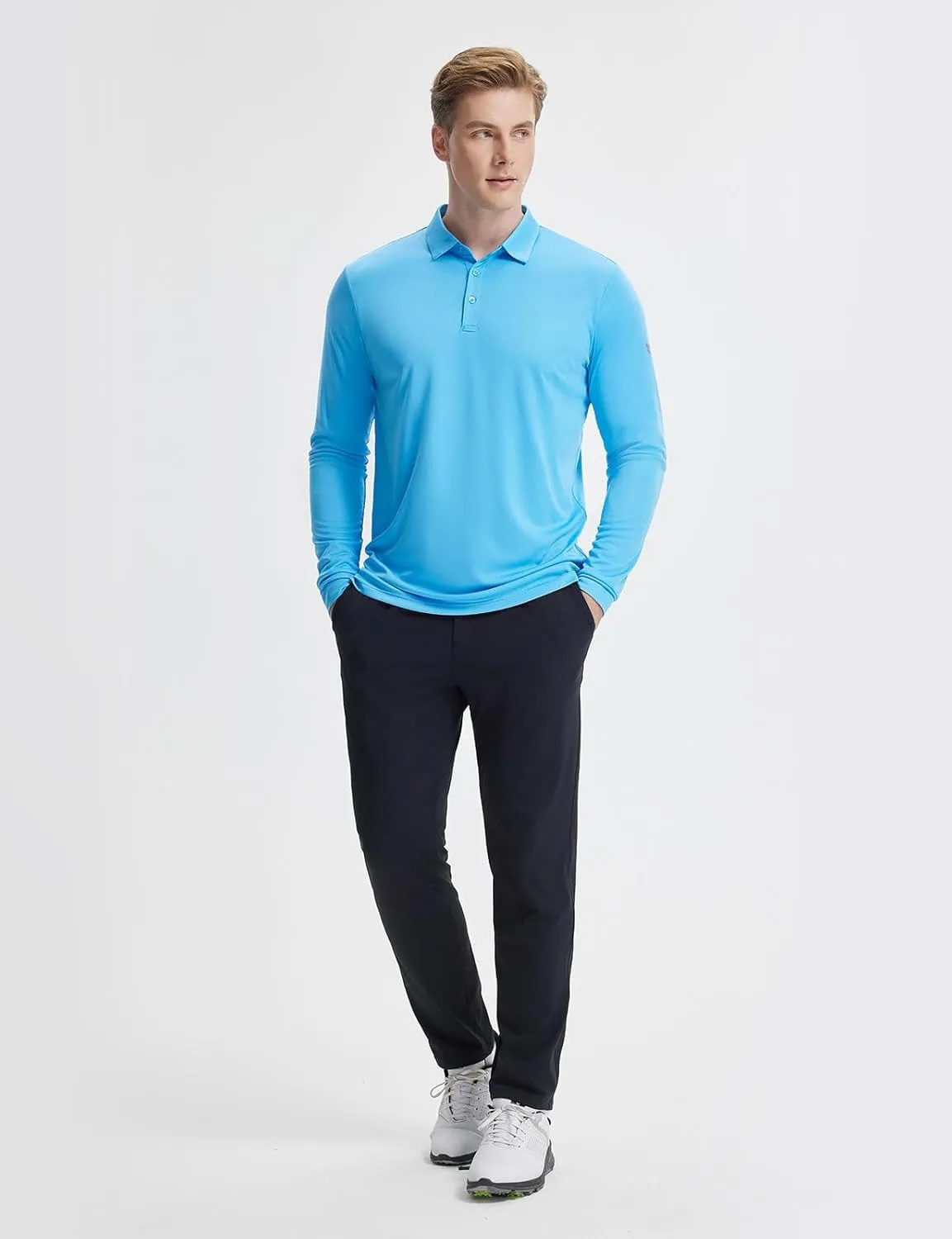 baleaf Men's Long Sleeve Golf Shirt Collared Shirts Polo UPF 50  Lightweight Quick Dry Work Casual Outdoor