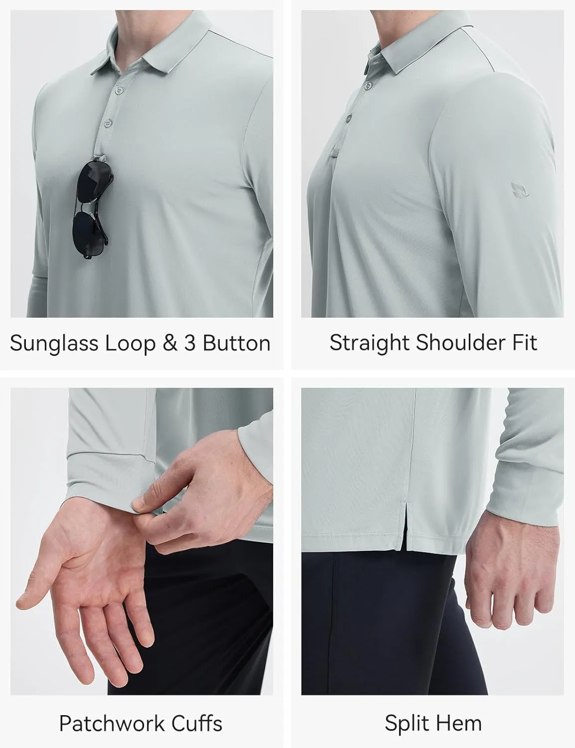 baleaf Men's Long Sleeve Golf Shirt Collared Shirts Polo UPF 50  Lightweight Quick Dry Work Casual Outdoor