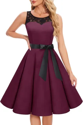 Bbonlinedress Women's 1950s Vintage Rockabilly Swing Dress Lace Cocktail Prom Party Wedding Guest Dress