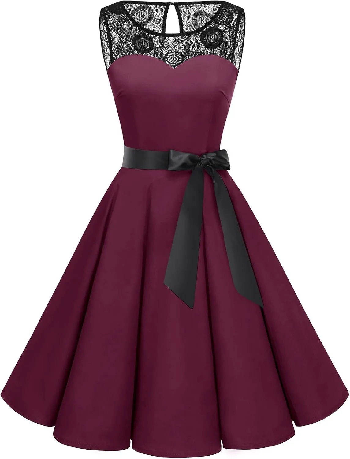 Bbonlinedress Women's 1950s Vintage Rockabilly Swing Dress Lace Cocktail Prom Party Wedding Guest Dress