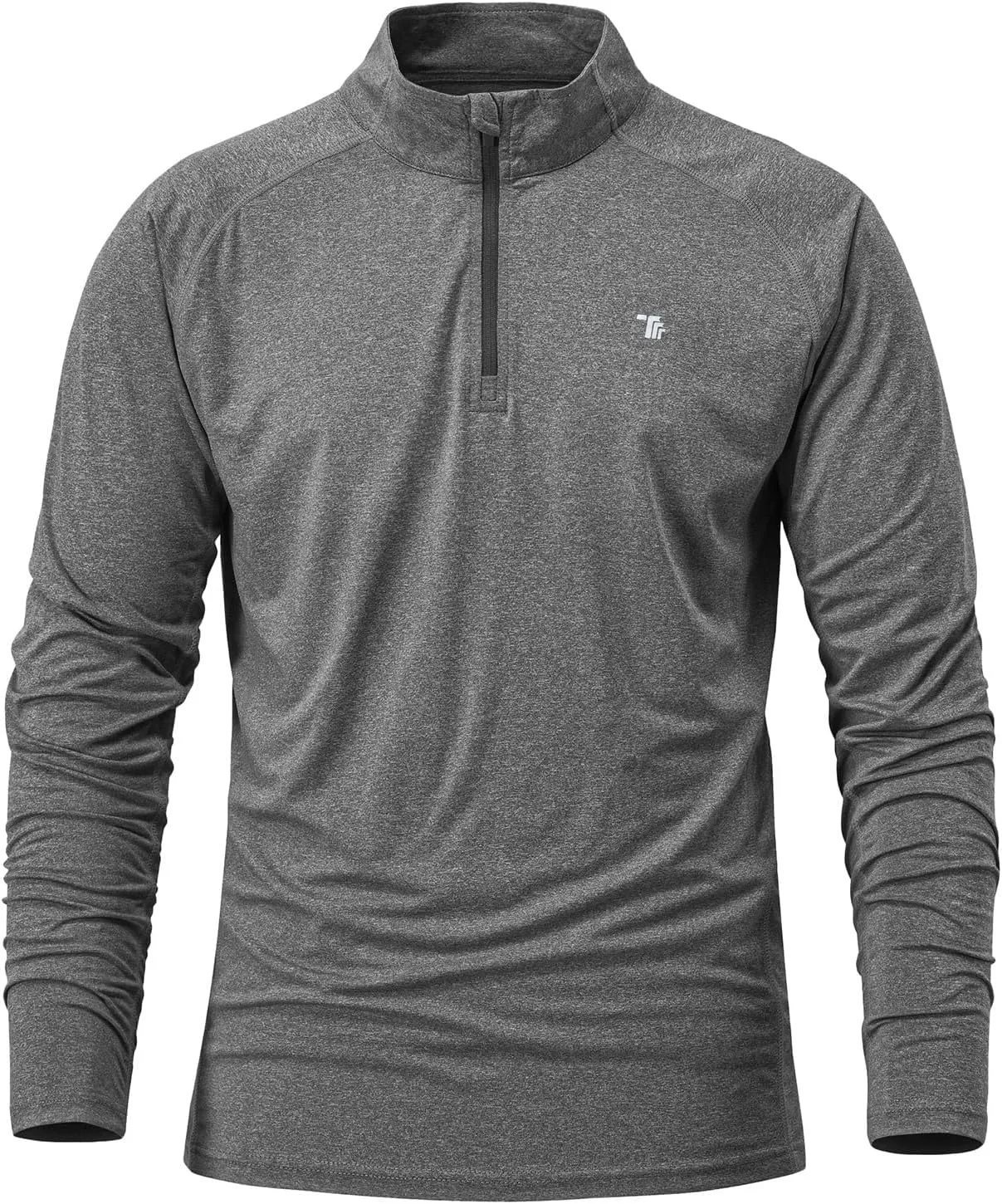 BGOWATU Men's Quarter Zip Pullover Long Sleeve Polo Shirts UPF 50 Quick Dry Golf Shirt