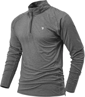 BGOWATU Men's Quarter Zip Pullover Long Sleeve Polo Shirts UPF 50 Quick Dry Golf Shirt