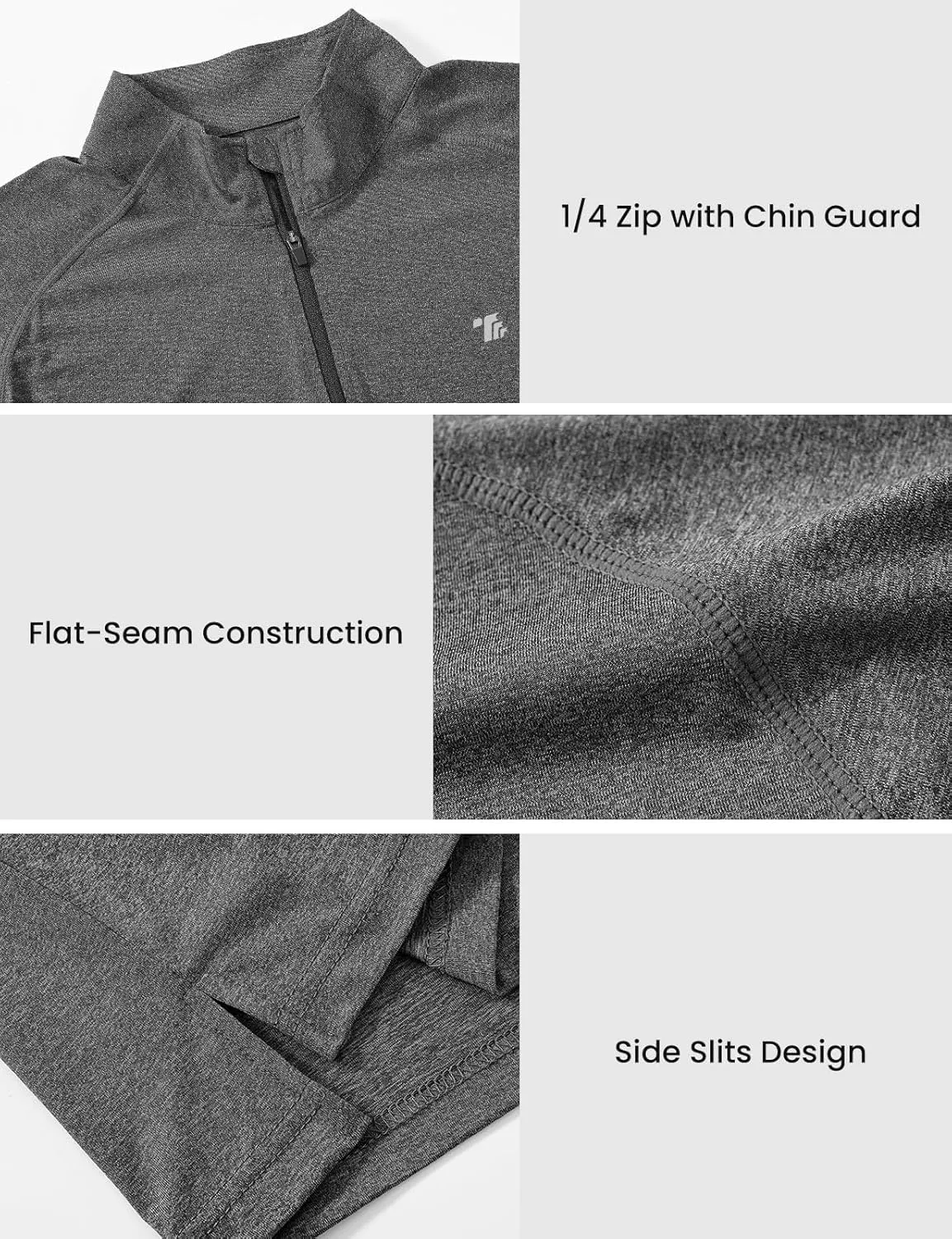BGOWATU Men's Quarter Zip Pullover Long Sleeve Polo Shirts UPF 50 Quick Dry Golf Shirt