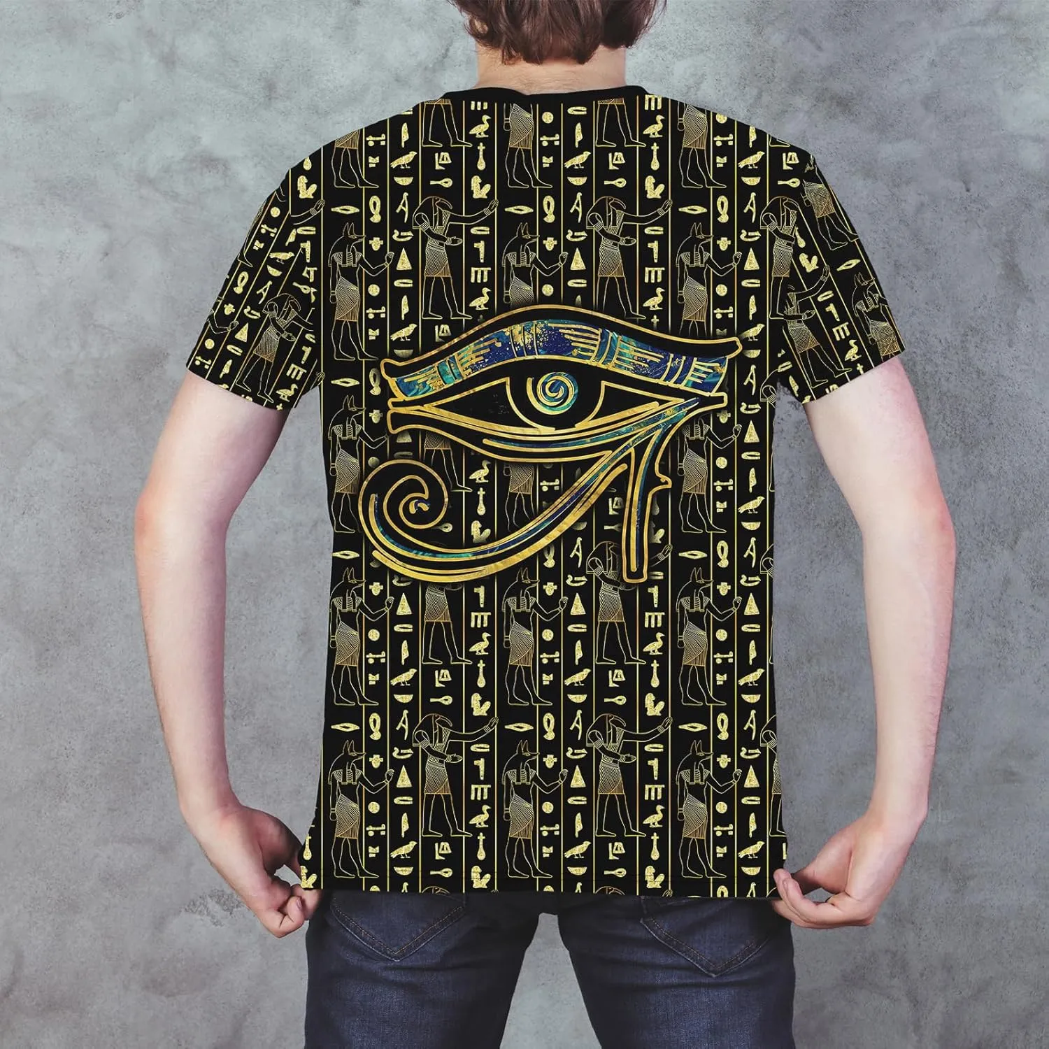 BJU Ancient Egypt Graphic T-Shirt Crewneck Tee 3D Printed Short Sleeve Loose Casual Top Unisex