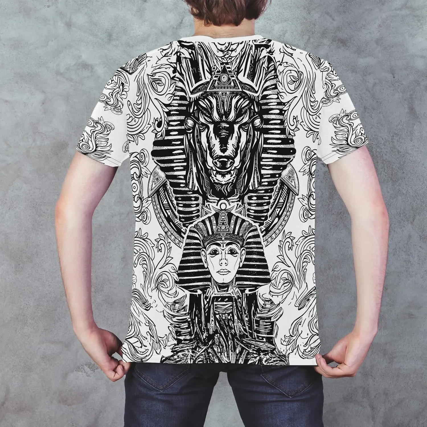 BJU Ancient Egypt Graphic T-Shirt Crewneck Tee 3D Printed Short Sleeve Loose Casual Top Unisex
