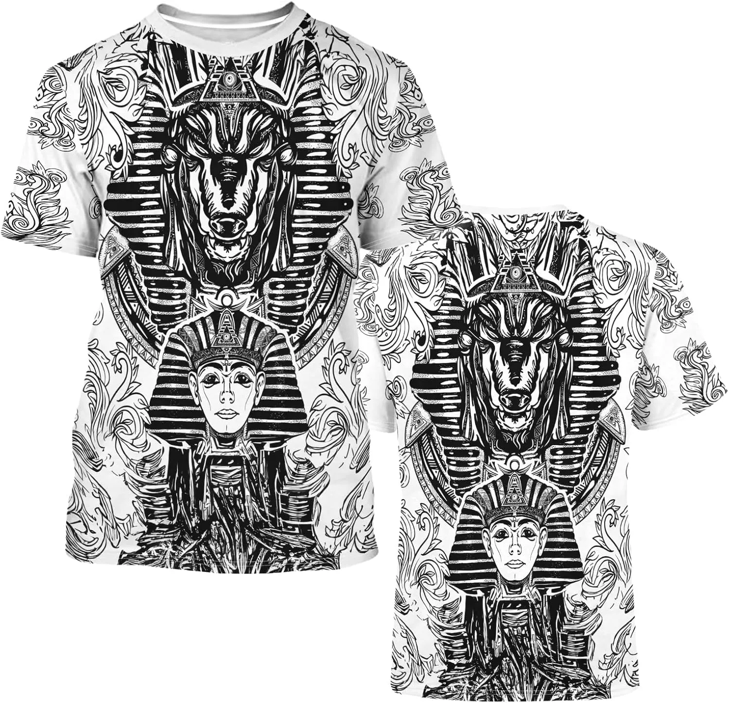 BJU Ancient Egypt Graphic T-Shirt Crewneck Tee 3D Printed Short Sleeve Loose Casual Top Unisex