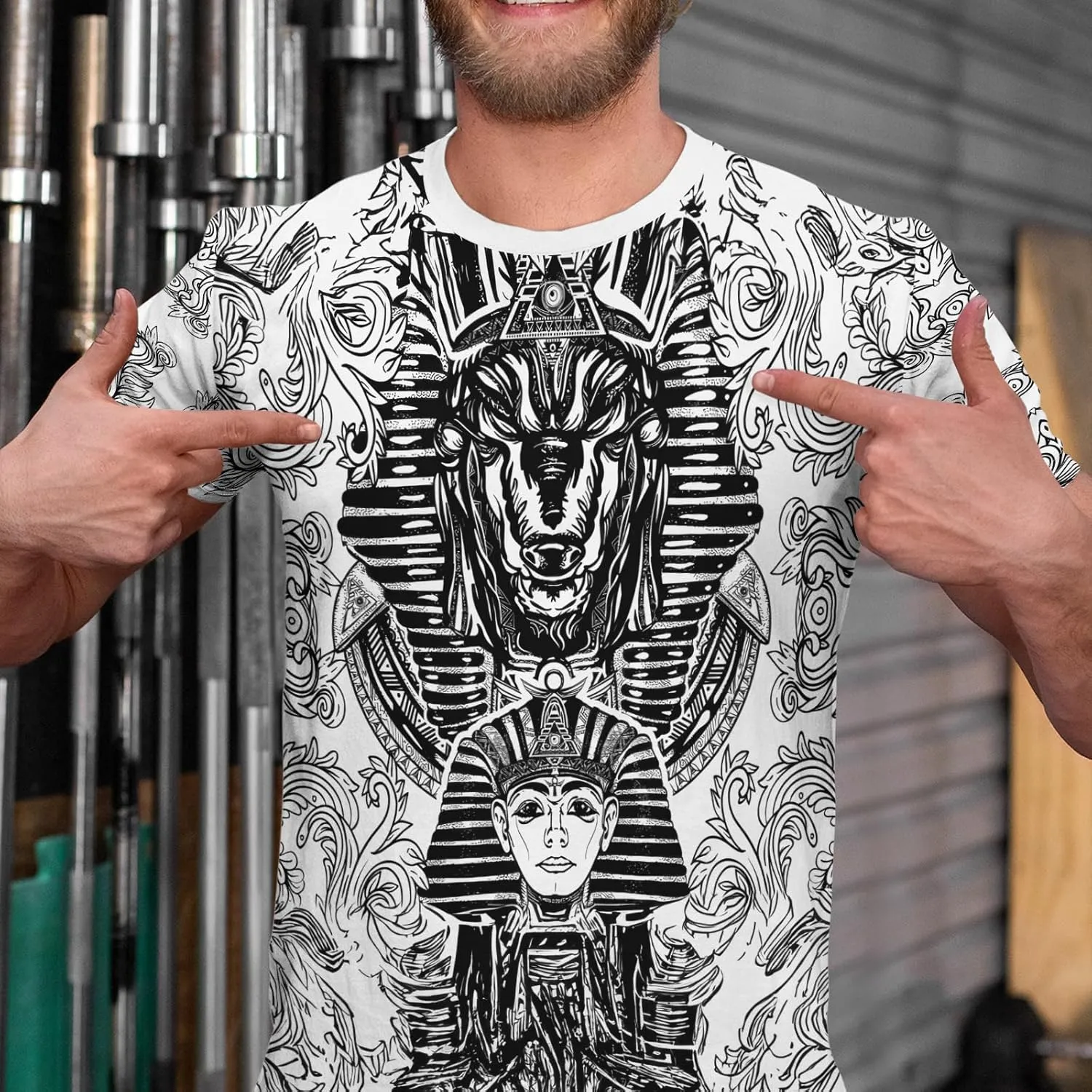 BJU Ancient Egypt Graphic T-Shirt Crewneck Tee 3D Printed Short Sleeve Loose Casual Top Unisex