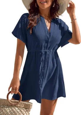 Blooming Jelly Women's Swimsuit Cover Ups Button Down Bathing Suit Coverups Bikini Beach Dress for Swimwear
