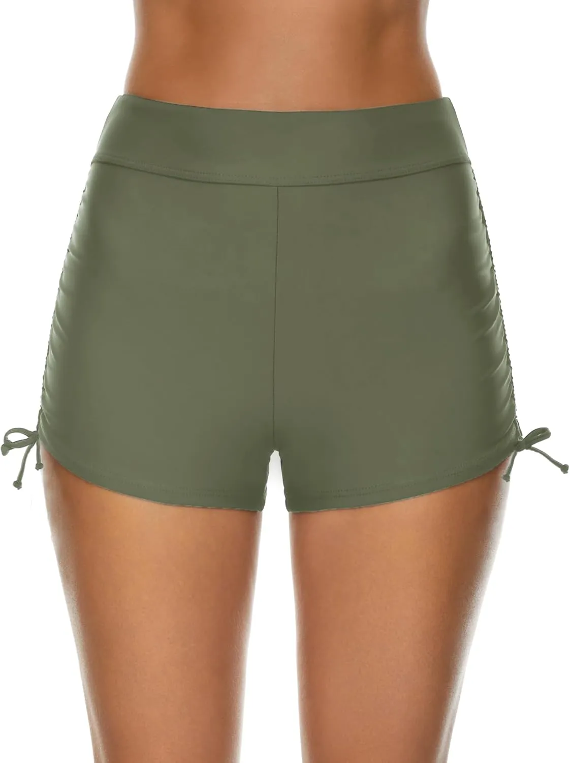 Bonneuitbebe Women's Swim Shorts High Waist Swimsuit Bottoms Adjustable Side Tie Bathing Suit Boyshorts Bikini Board Shorts