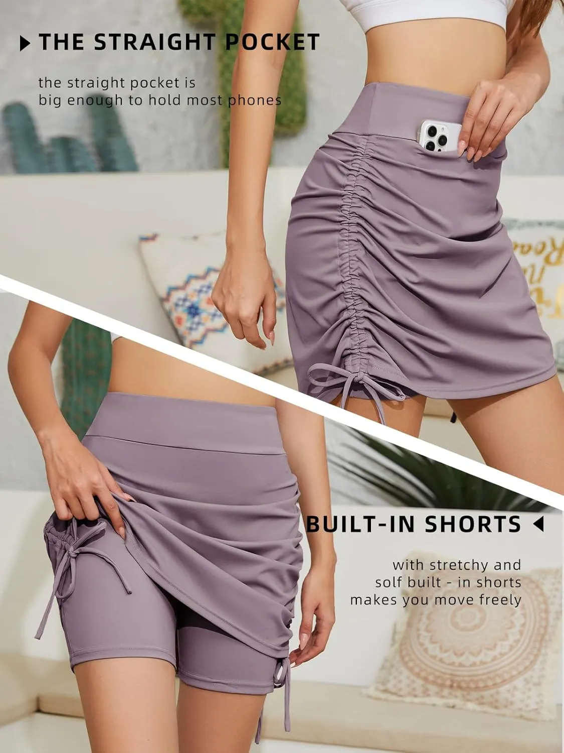 Cakulo Modest Knee Length Swim Summer Casual Skorts Skirts for Women Fashion Athletic Tennis Golf 20" Skirt Pocket