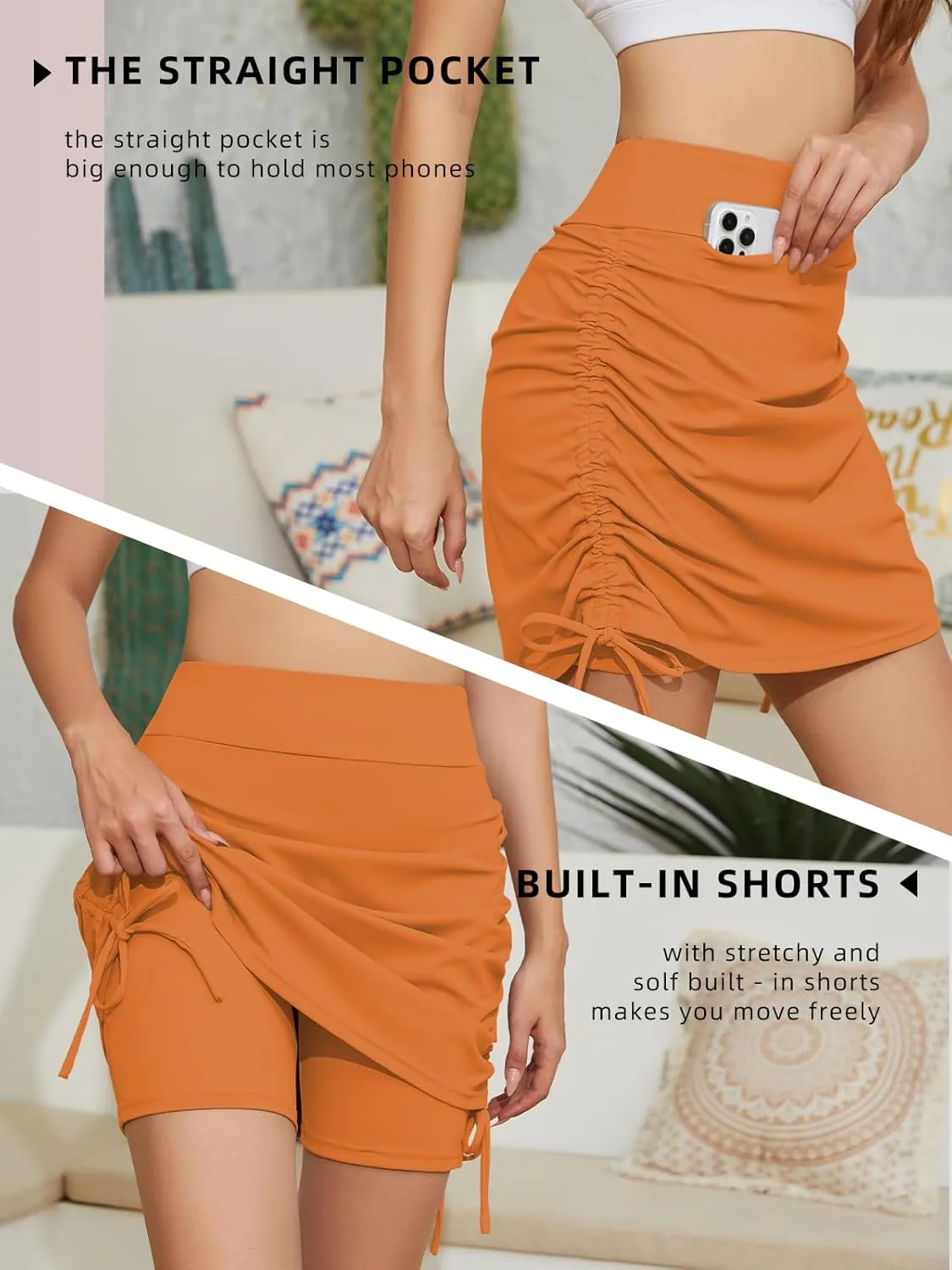 Cakulo Modest Knee Length Swim Summer Casual Skorts Skirts for Women Fashion Athletic Tennis Golf 20" Skirt Pocket