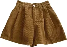 Corduroy Shorts for Women Summer Mid-Waist Straight Wide Leg Shorts Dressy Buttons Fly Trendy Short with Pockets