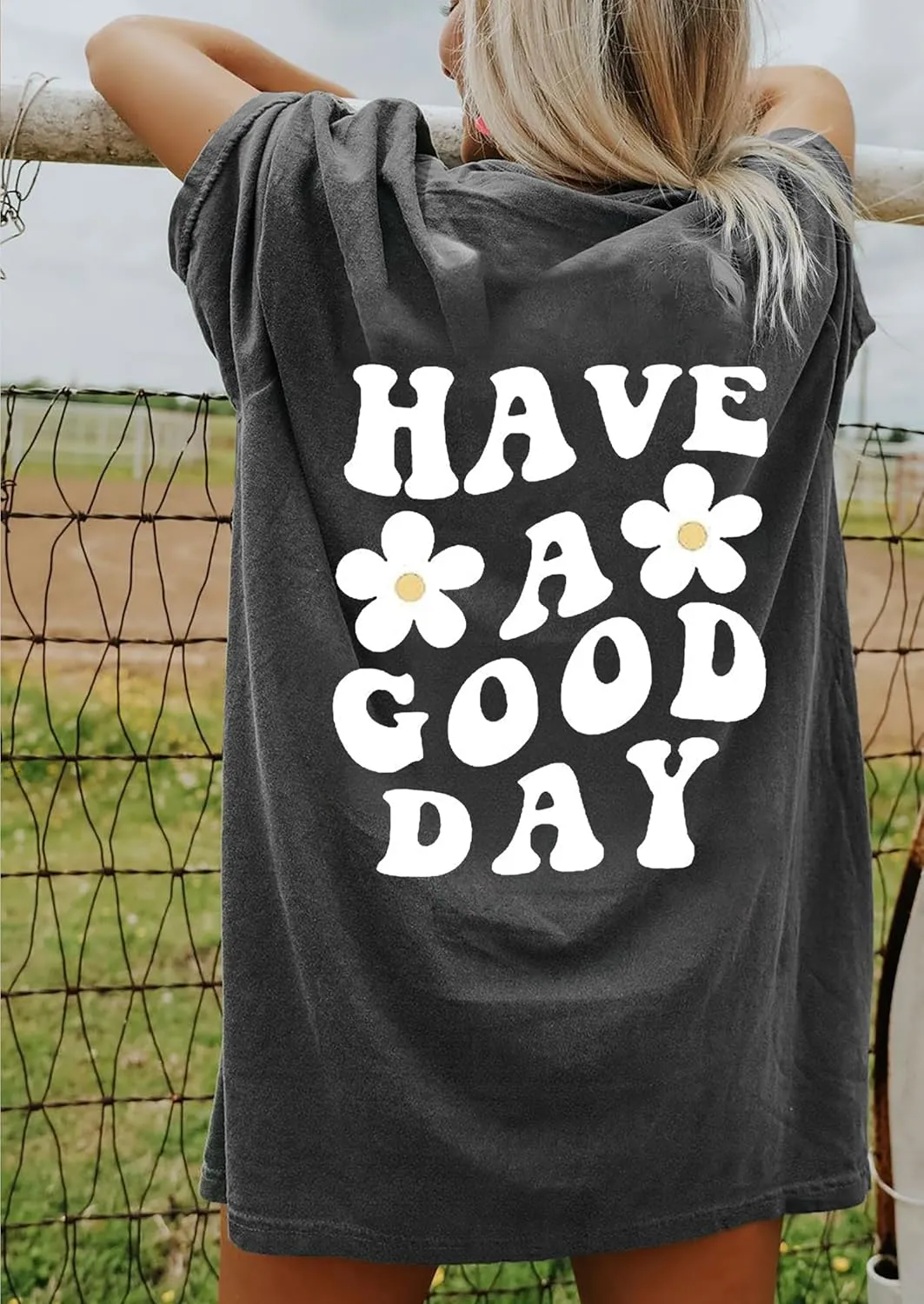 CSDAJIO Women's Trendy Oversized T Shirt Graphic Tee Crewneck Short Sleeve Loose Cute Going Out Summer Tops