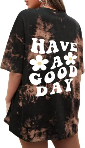 CSDAJIO Women's Trendy Oversized T Shirt Graphic Tee Crewneck Short Sleeve Loose Cute Going Out Summer Tops