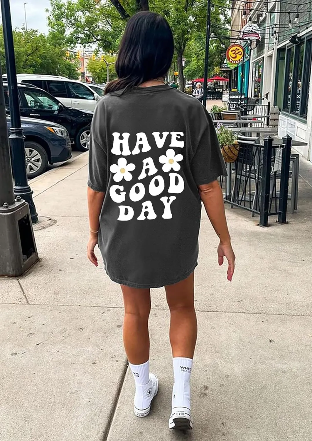 CSDAJIO Women's Trendy Oversized T Shirt Graphic Tee Crewneck Short Sleeve Loose Cute Going Out Summer Tops