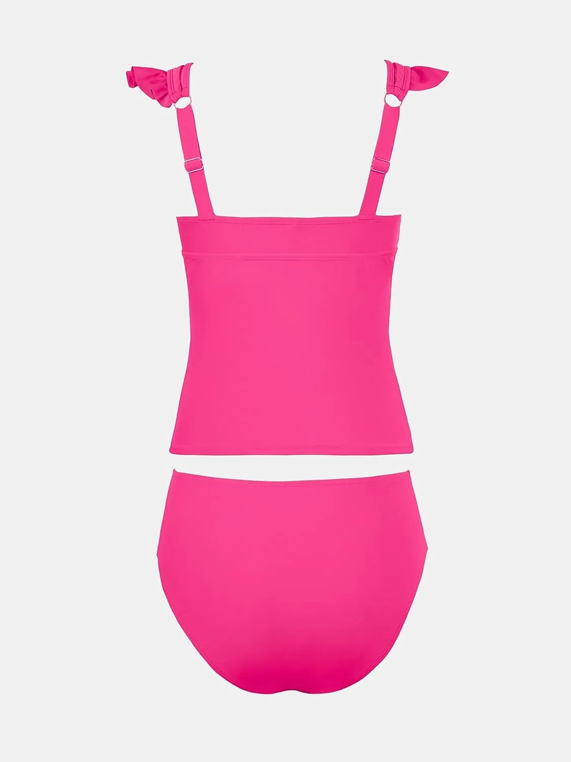 CUPSHE Women's Tankini Sets Two Piece Swimsuit V Neck Ruffled Ruched Tummy Control Ladder Trim (XS-4XL)