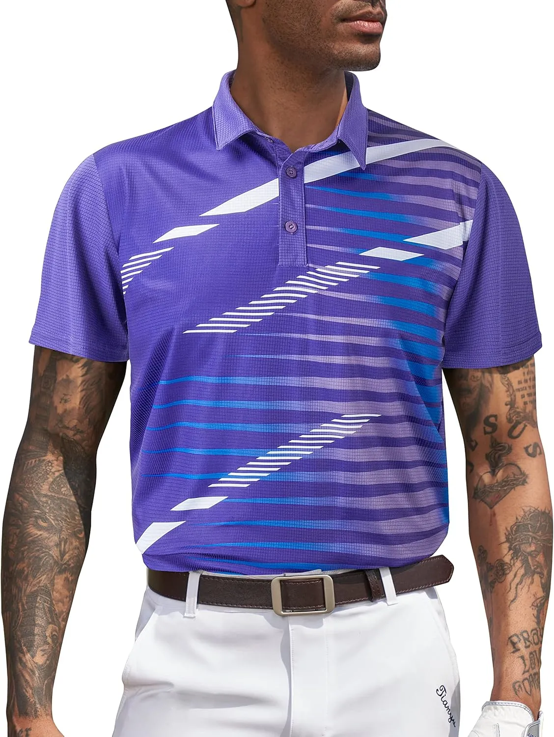 Derminpro Men's Fashion Collared Stretch Fit Casual Short Sleeve Quick Dry Golf Polo Shirts