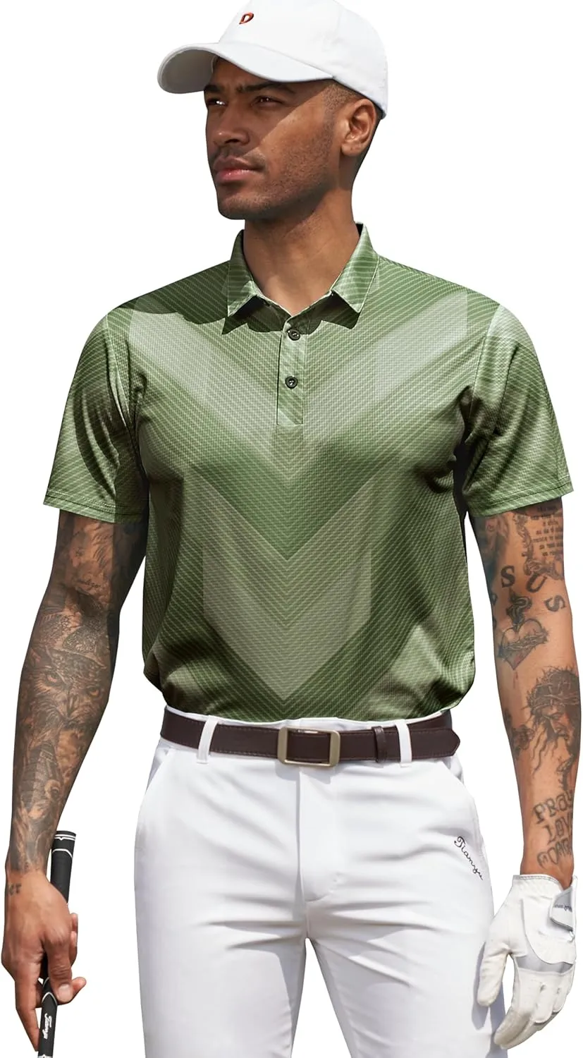 Derminpro Men's Fashion Collared Stretch Fit Casual Short Sleeve Quick Dry Golf Polo Shirts