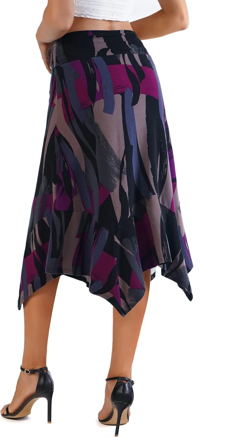 DJT Women's Flowy Handkerchief Hemline Midi Skirt