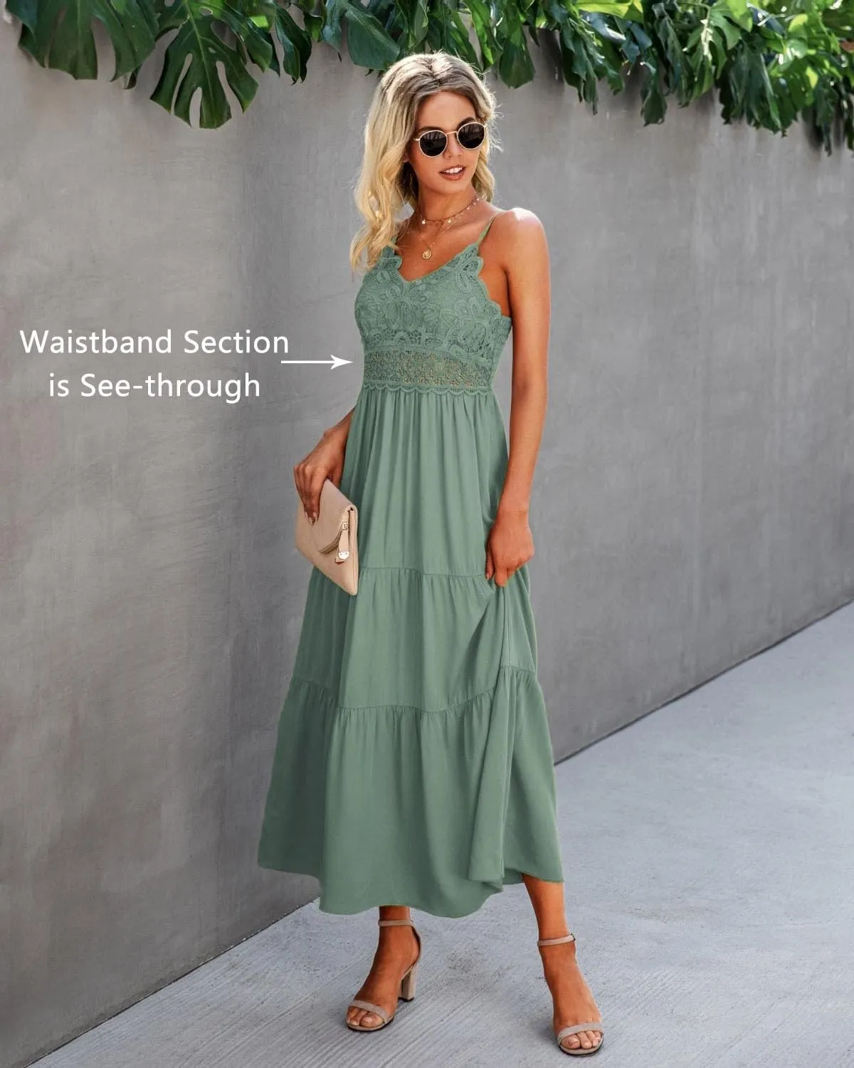 Dokuritu Women's Beach Crochet Lace Maxi Dress Solid Color Summer Vacation Spaghetti Strap Long Dress 2024