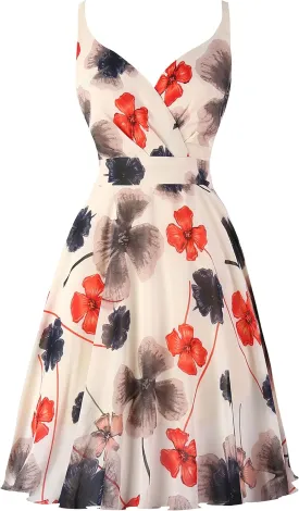 Dressever Summer Cocktail Dress V-Neck Adjustable Spaghetti Strap Chiffon Sundress